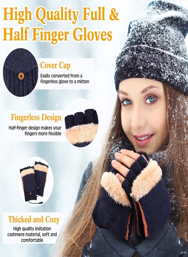 ShinyMatch 2 Pairs Winter Fingerless USB Heated Gloves and Knitted Warmers Gloves Set for Women Men Thermal Hand Warmers(Bluish Green) - Image 3